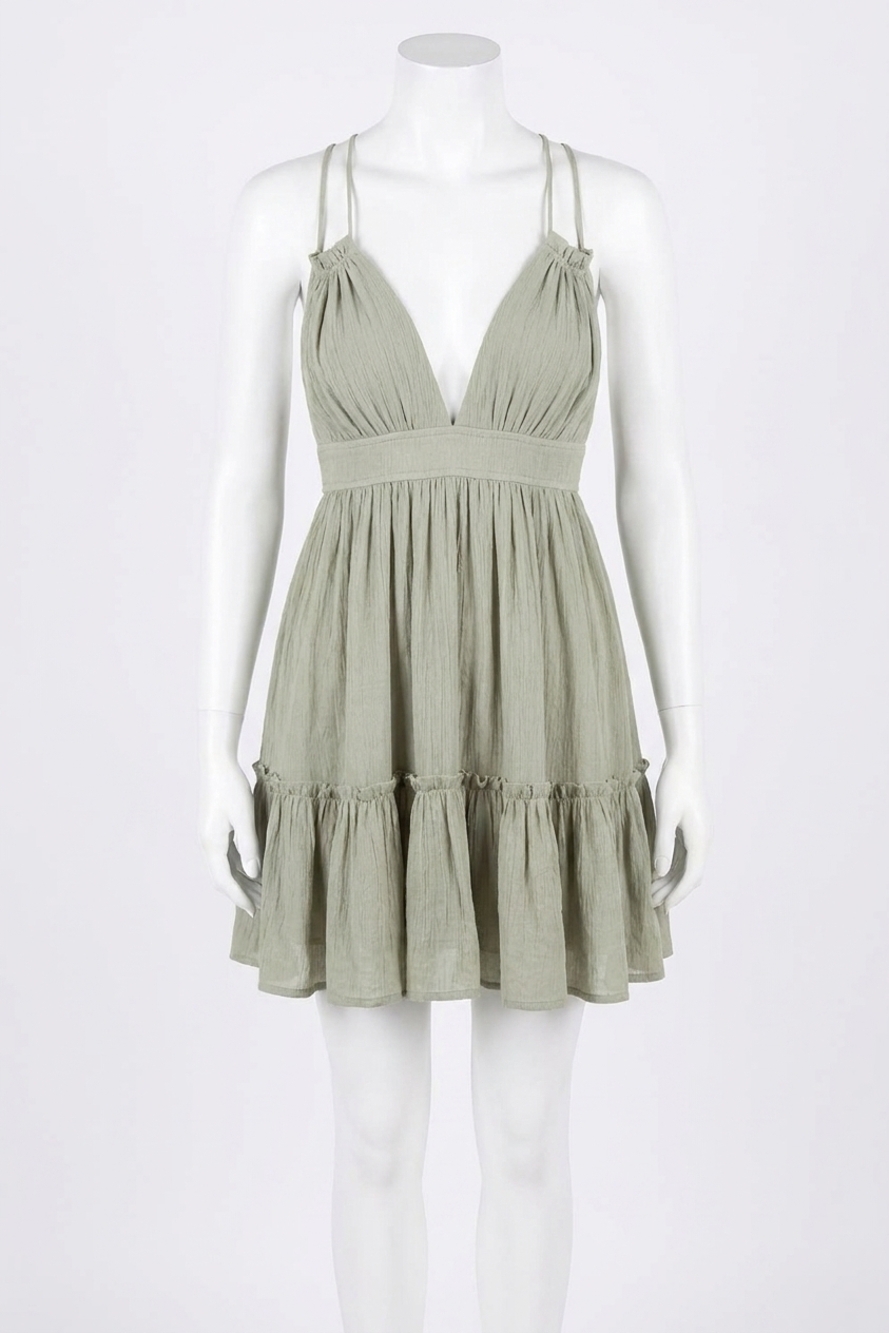 NEW LE LIS harvest breeze babydoll mini dress in sage